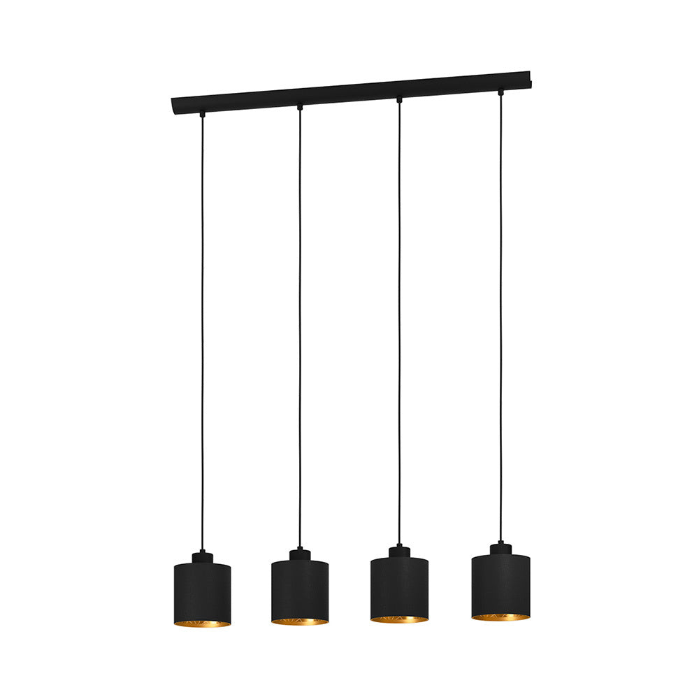 Lampadario Contemporaneo Zaragoza 4 Luci Acciaio Nero