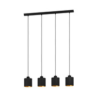 Lampadario Contemporaneo Zaragoza 4 Luci Acciaio Nero