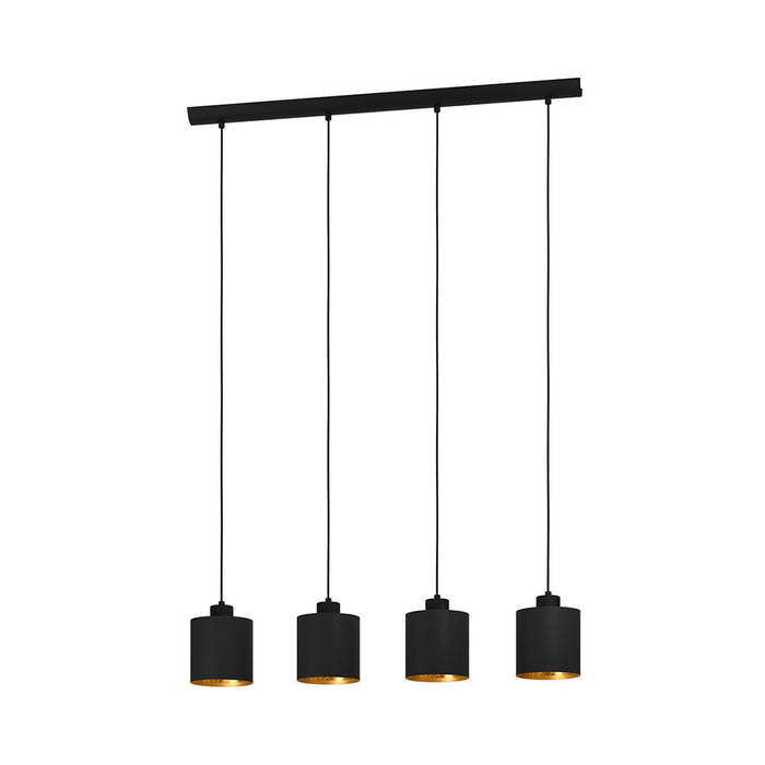 Lampadario Contemporaneo Zaragoza 4 Luci Acciaio Nero