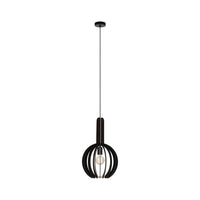 Lampadario Industrial Velasco 1 Luce Acciaio Nero Diffusore Nero Tondo
