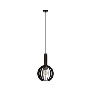 Lampadario Industrial Velasco 1 Luce Acciaio Nero Diffusore Nero Tondo