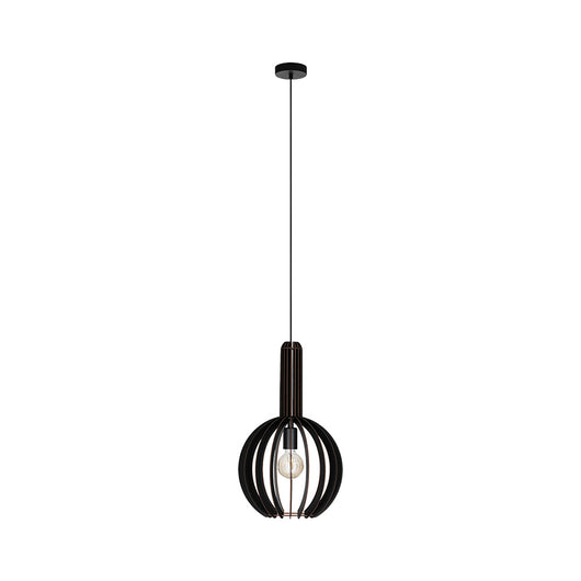 Lampadario Industrial Velasco 1 Luce Acciaio Nero Diffusore Nero Tondo
