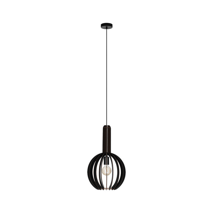 Lampadario Industrial Velasco 1 Luce Acciaio Nero Diffusore Nero Tondo