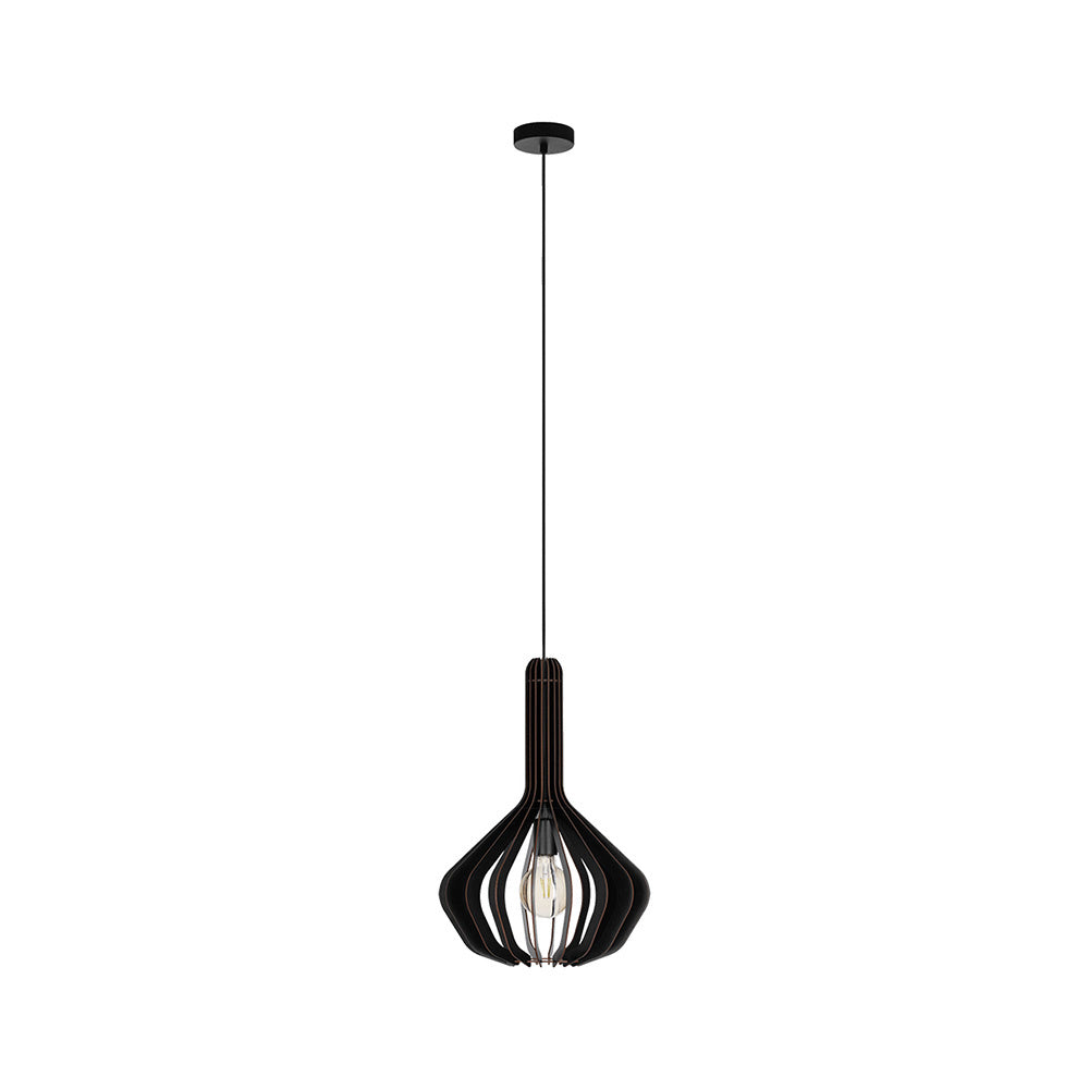 Lampadario Industrial Velasco 1 Luce Acciaio Nero Diffusore Nero