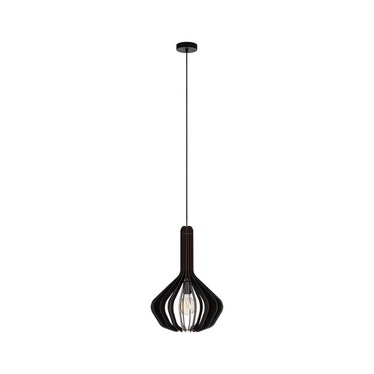 Lampadario Industrial Velasco 1 Luce Acciaio Nero Diffusore Nero