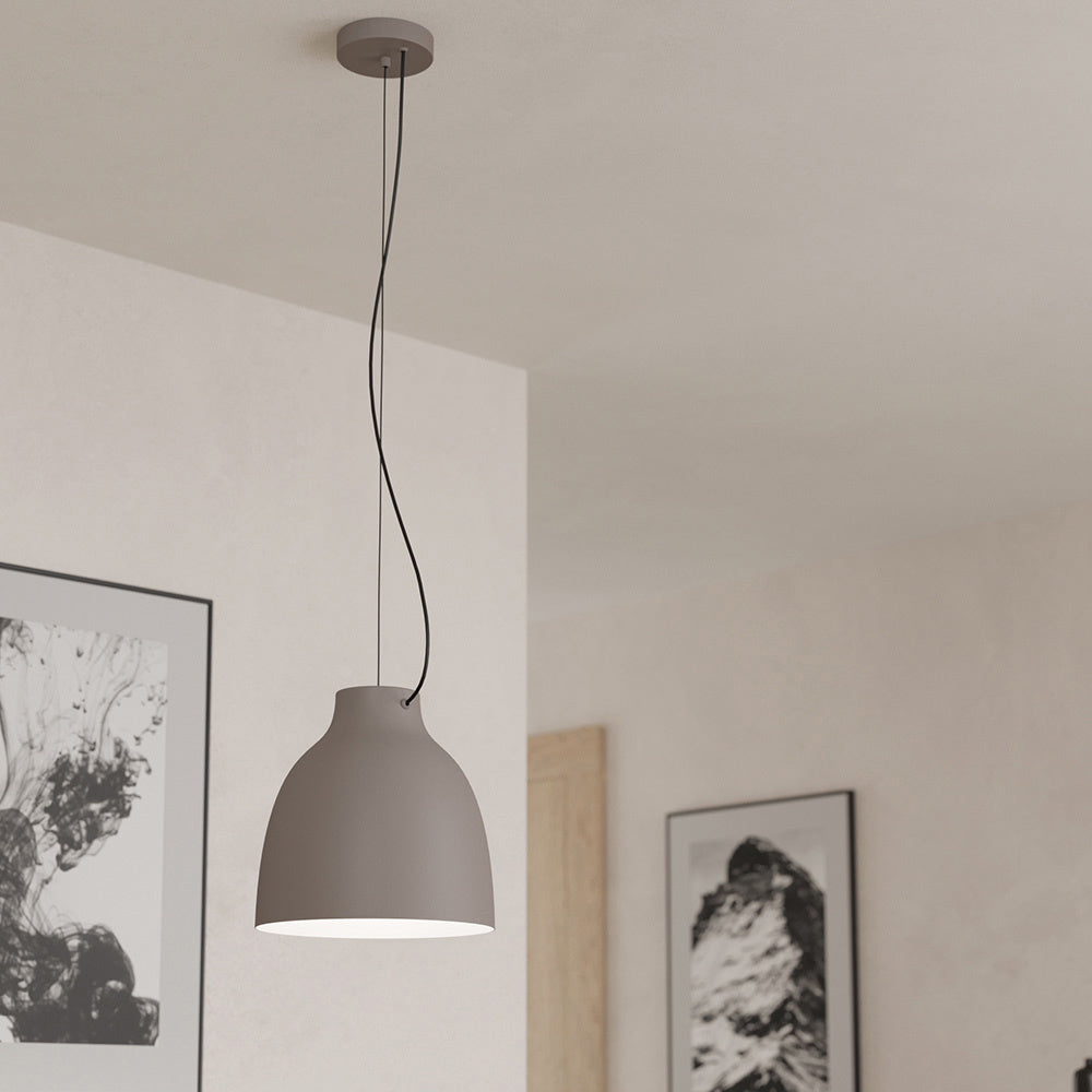 Lampadario Industrial Camasca 1 Luce Acciaio Grigio E Tortora