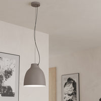 Lampadario Industrial Camasca 1 Luce Acciaio Grigio E Tortora