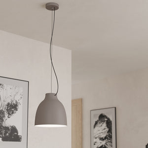 Lampadario Industrial Camasca 1 Luce Acciaio Grigio E Tortora