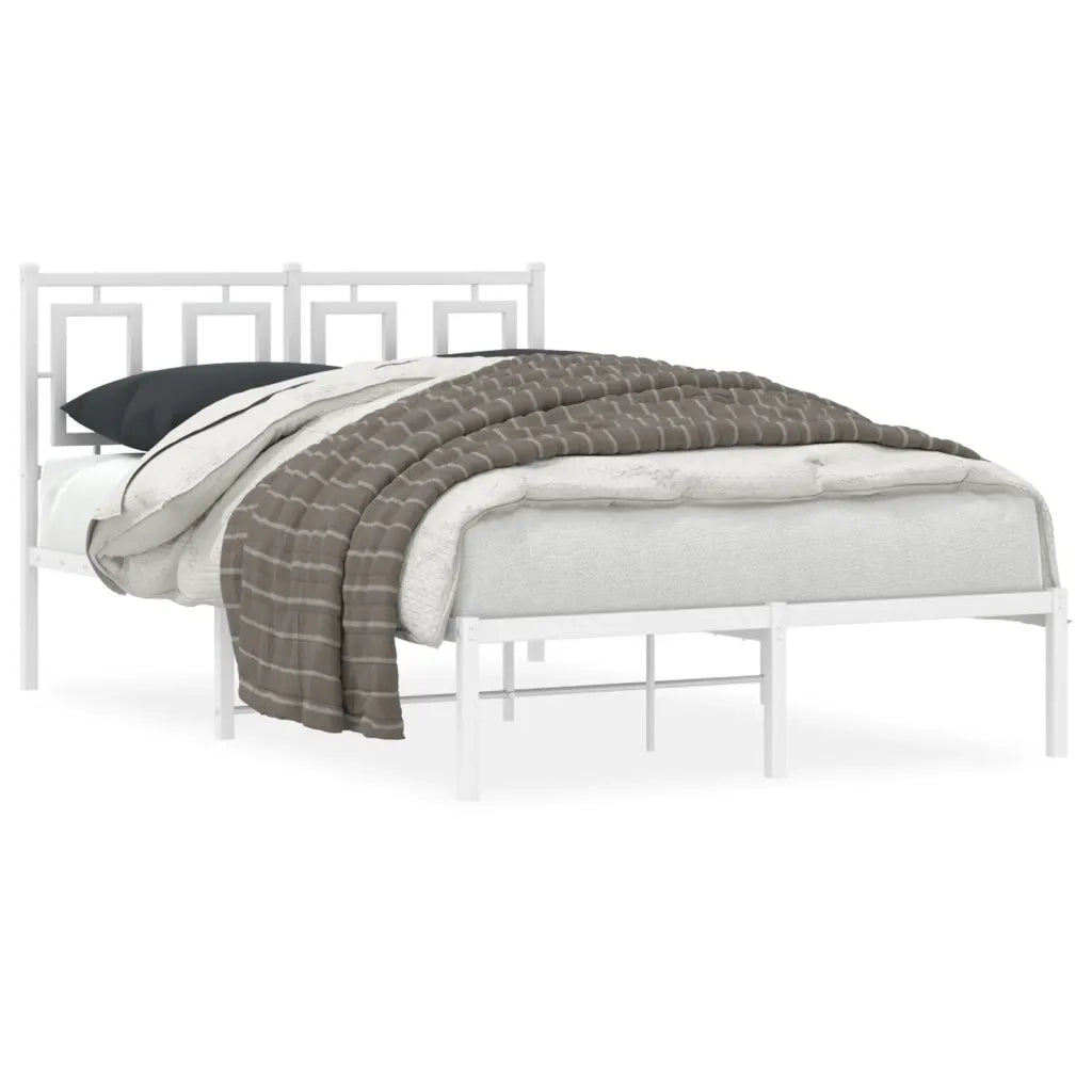 Giroletto con Testiera-Struttura Letto con testiera Metallo Bianco 120x190 cm 857849