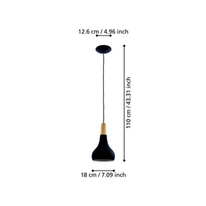 Lampadario Contemporaneo Sabinar Piccolo 1 Luce Metallo Nero E Marrone