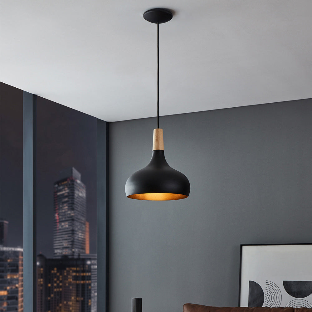 Lampadario Contemporaneo Sabinar Medio 1 Luce Metallo Nero E Marrone