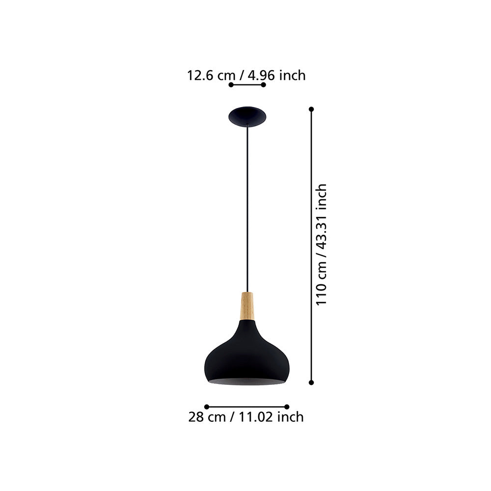 Lampadario Contemporaneo Sabinar Medio 1 Luce Metallo Nero E Marrone