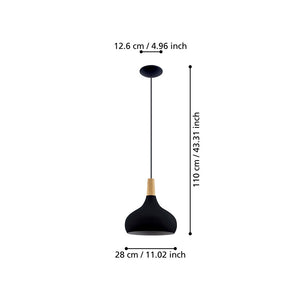 Lampadario Contemporaneo Sabinar Medio 1 Luce Metallo Nero E Marrone