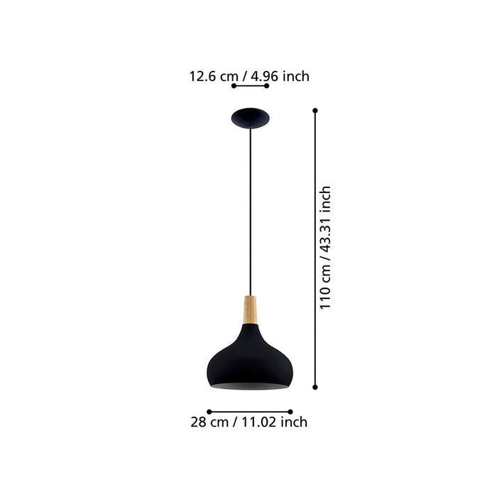 Lampadario Contemporaneo Sabinar Medio 1 Luce Metallo Nero E Marrone