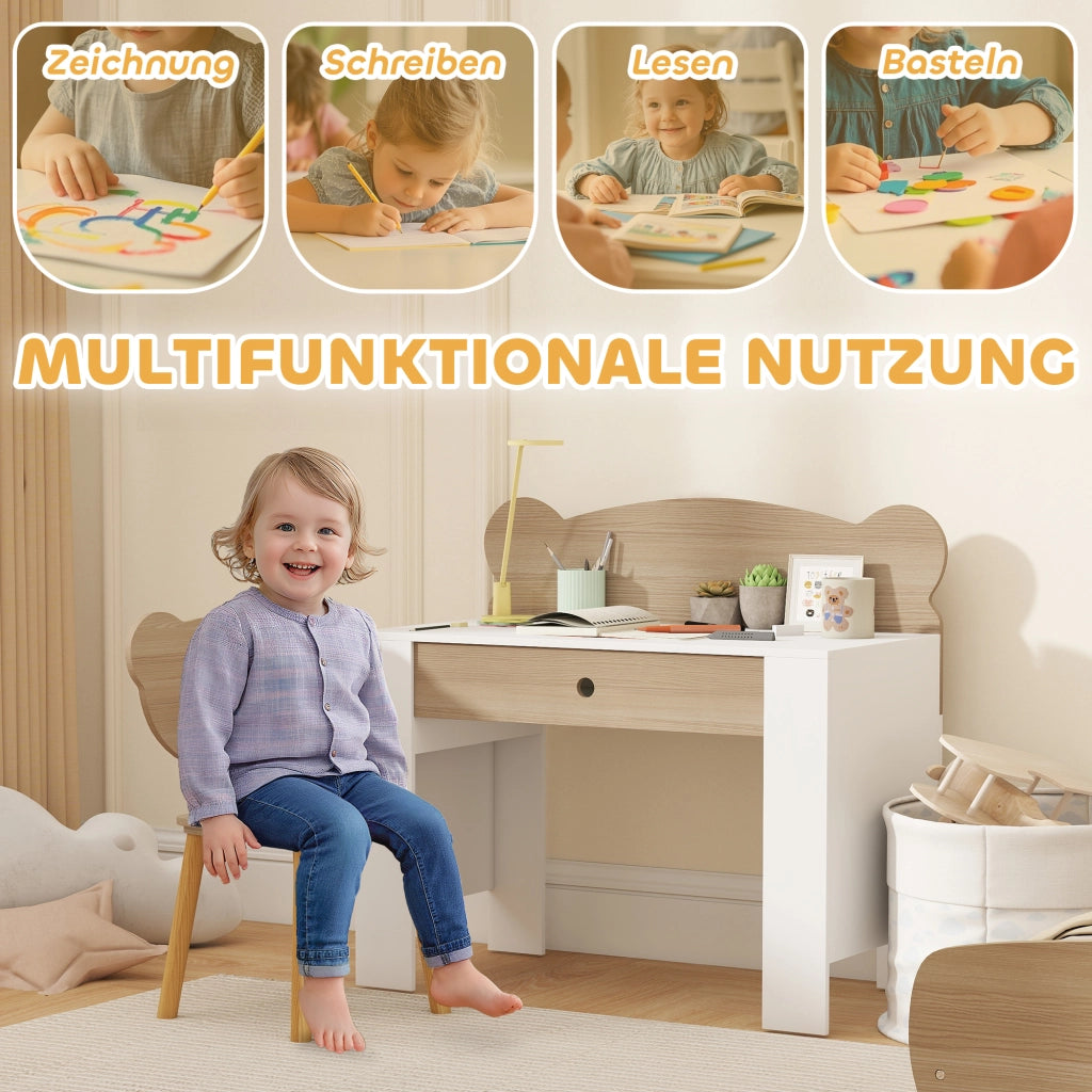 Scrivania per Bambini con Sedia ¨C zephmum ¨C Legno Naturale