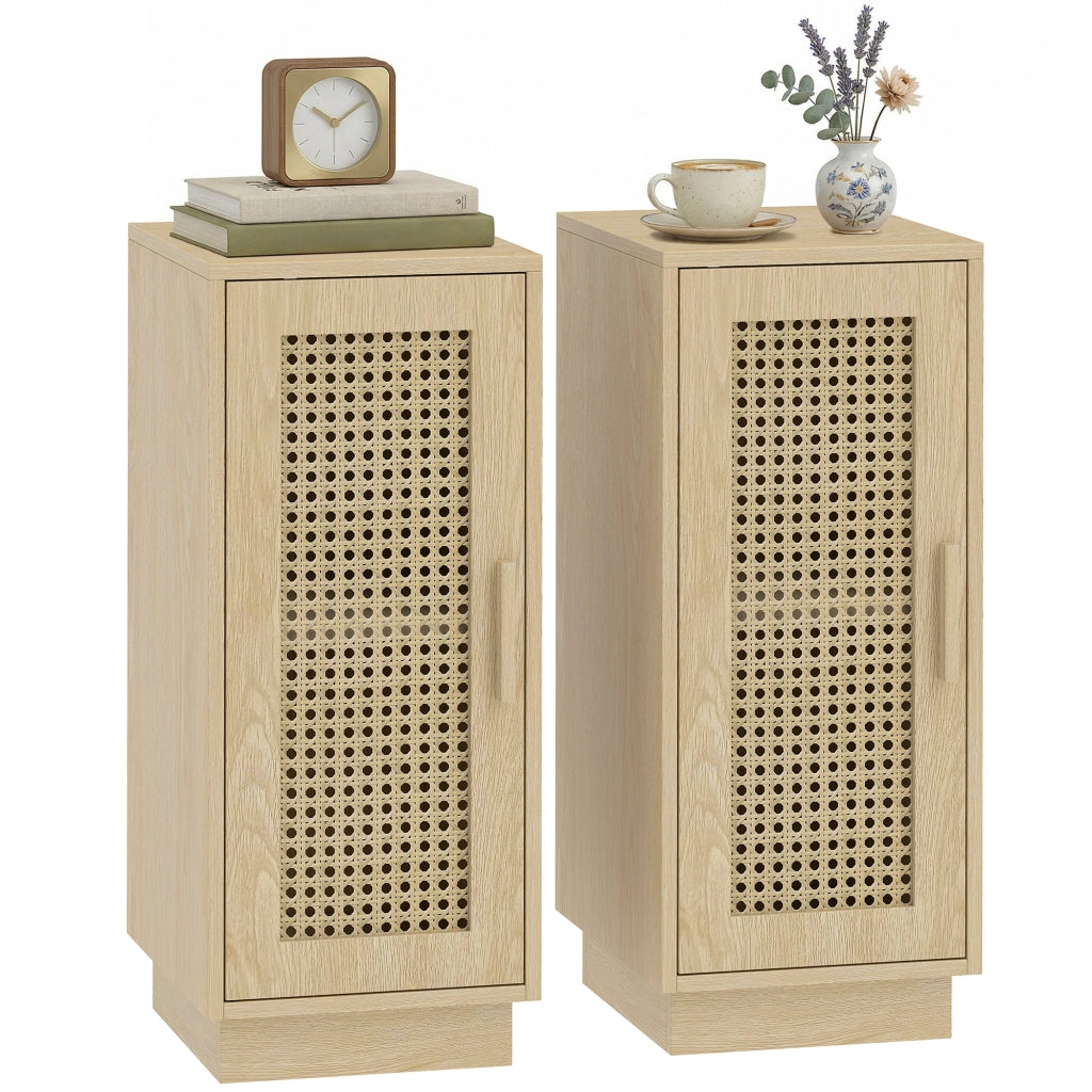 Tavolino da letto con cassetto e scaffale ¨C zephmum ¨C legno naturale 25x30x60