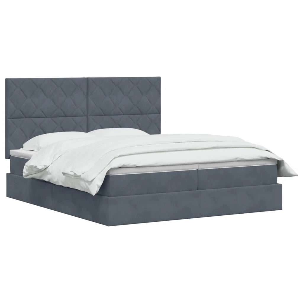 Letto con Contenitore Grigio Scuro 200 x 200 cm Velluto 3459844