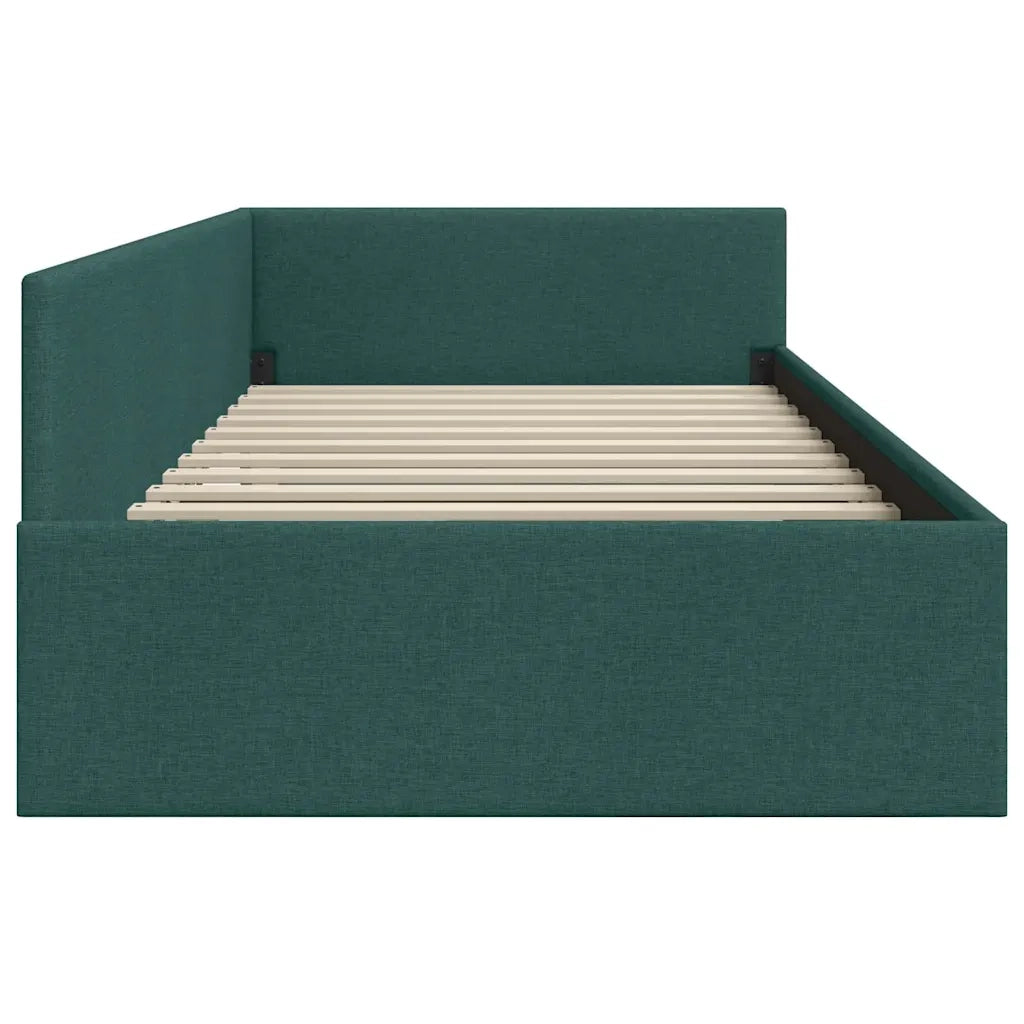 Cornice del letto ad angolo Verde Scuro 90 cm x 200 cm Tessuto
