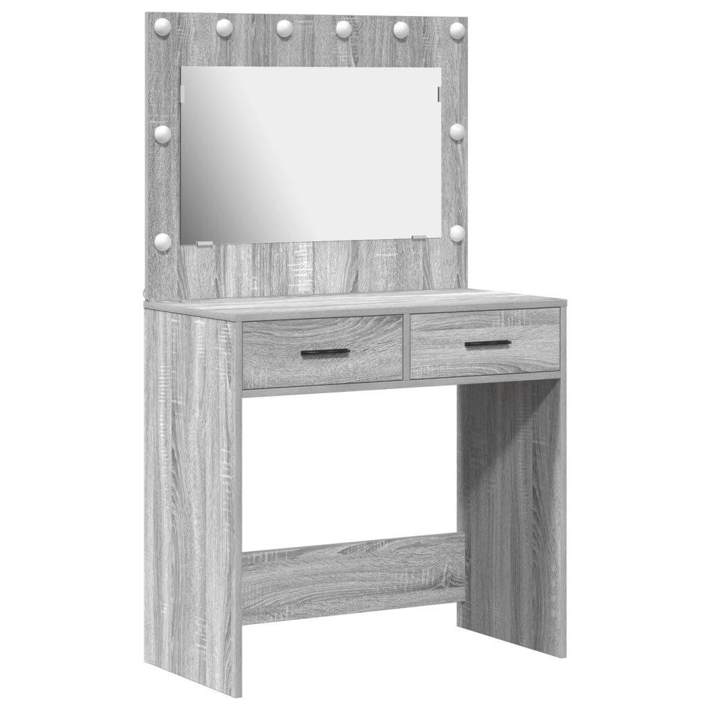 Tavolo da Dressing con luci LED Grigio Sonoma 78,5x41x135 cm