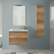 Mobile bagno sospeso 70 cm rovere naturale con pensile H 125 Nadia