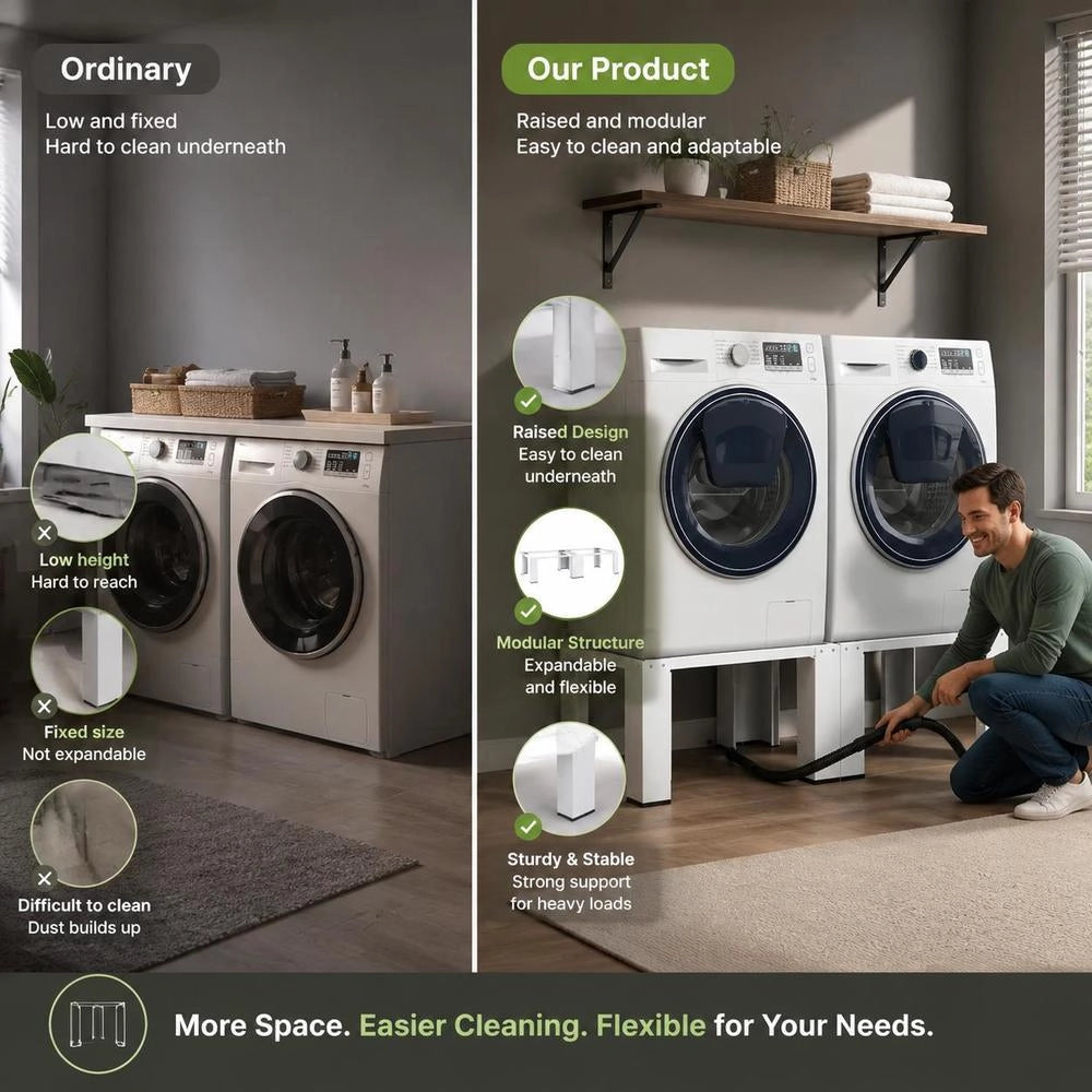 Double Base Unit For Washing Machine And Dryer, White