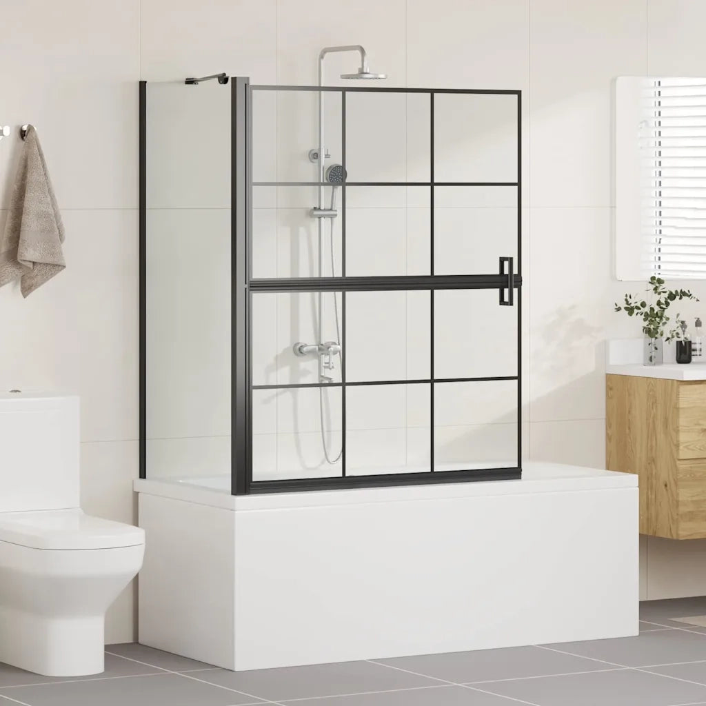 Schermo per Bagno e Doccia Nero e trasparente 100 x 68 x 128 cm CFW7479743