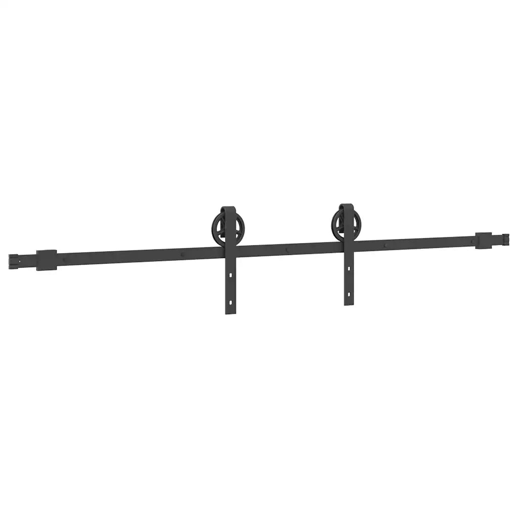 Kit di Binari per Porte Scorrevoli 200 cm Acciaio Nero