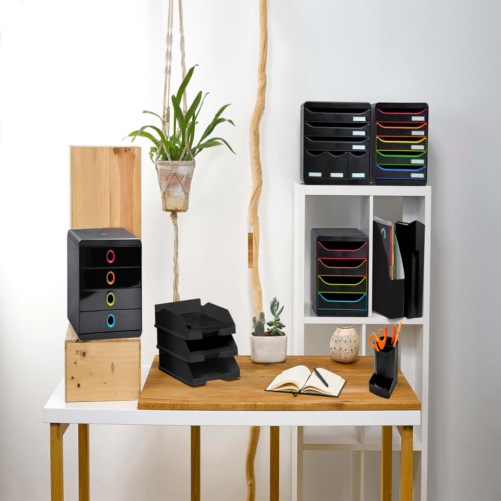 Exacompta Set Cassetti Scrivania Store-Box Maxi 6 Cassetti Nero Lucido 444597