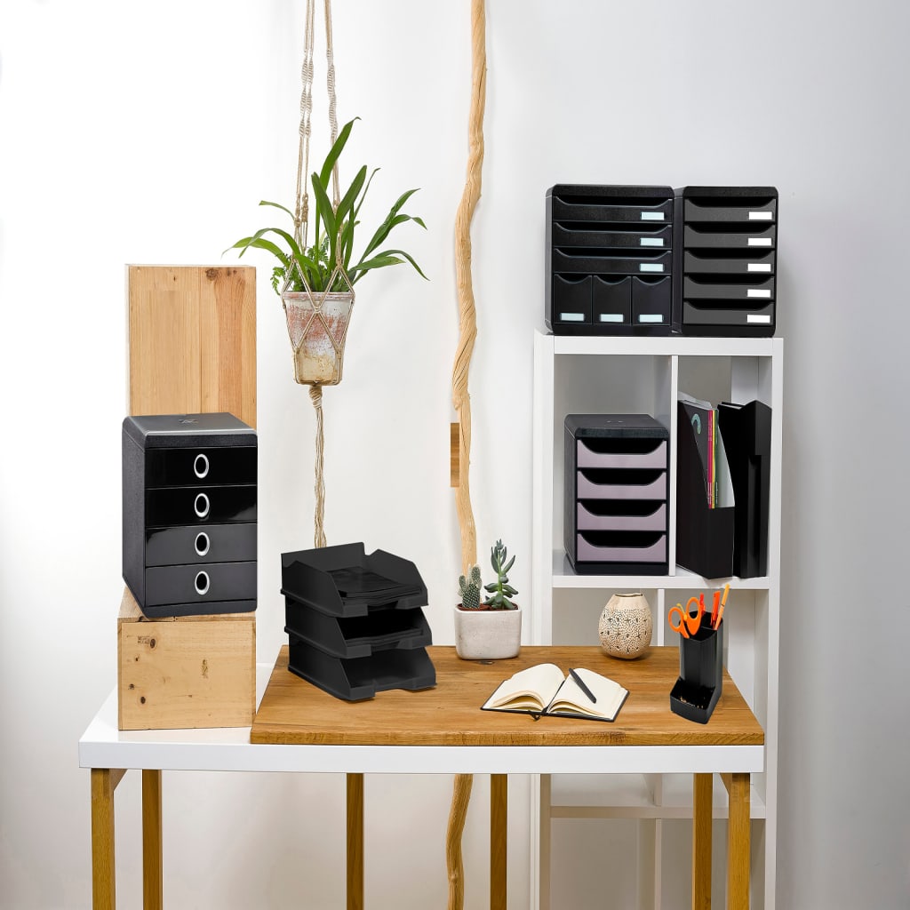 Exacompta Set Cassetti Scrivania Store-Box Maxi 6 Cassetti Nero Lucido 444597