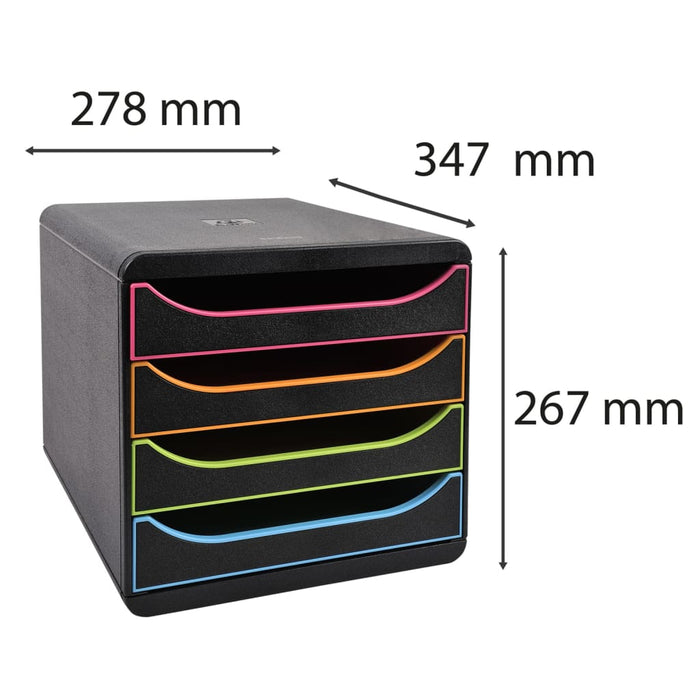 Exacompta Set da Scrivania con 4 Cassetti Big-Box Black Office Nero 444586