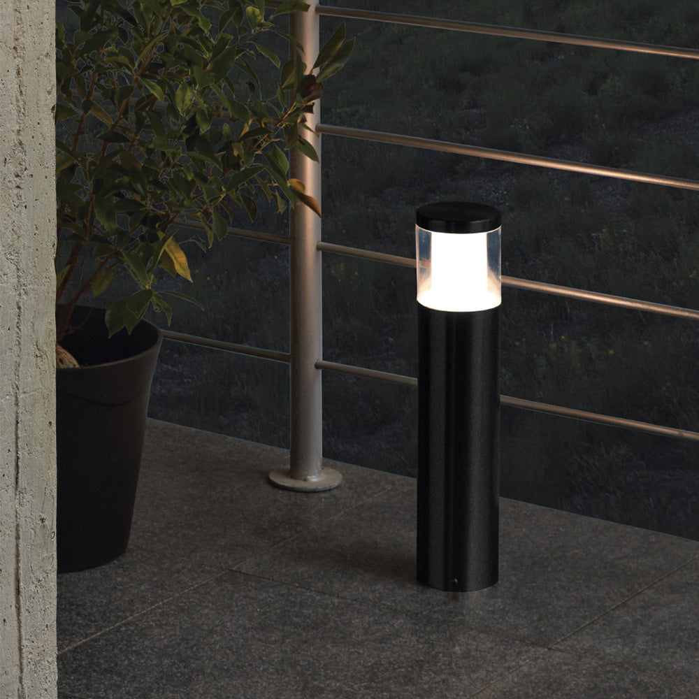 Paletto Esterno Moderna Basalgo-Z Acciaio Nero Policarbonato Bianco Led