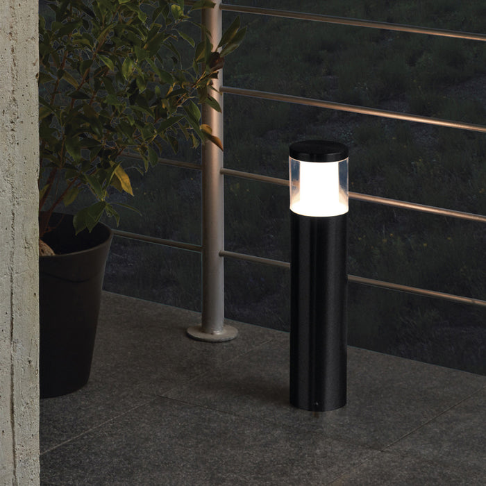 Paletto Esterno Moderna Basalgo-Z Acciaio Nero Policarbonato Bianco Led