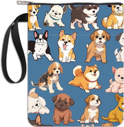Borsa impermeabile per libri per amanti dei cani - Sfondo colorato - Copertine in carta rigida - Cinturino con chiusura a rasoio