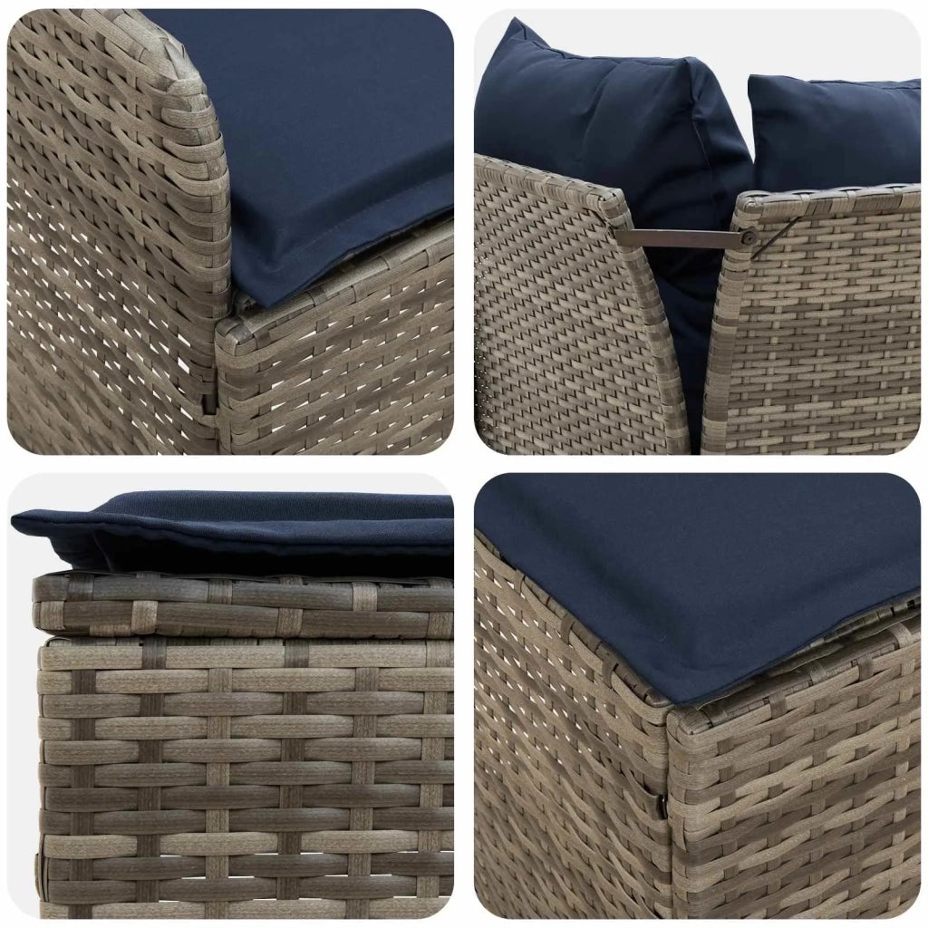 Set di Mobili 8 pz Grigio e Blu Navy Rattan in PE 3422200