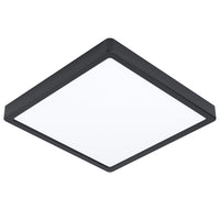 Plafoniera Quadrata Esterno Argolis 2 Acciaio Nero Policarbonato Bianco Led