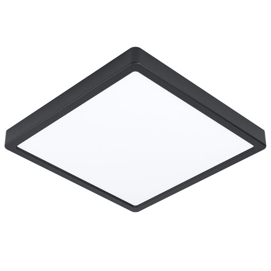 Plafoniera Quadrata Esterno Argolis 2 Acciaio Nero Policarbonato Bianco Led