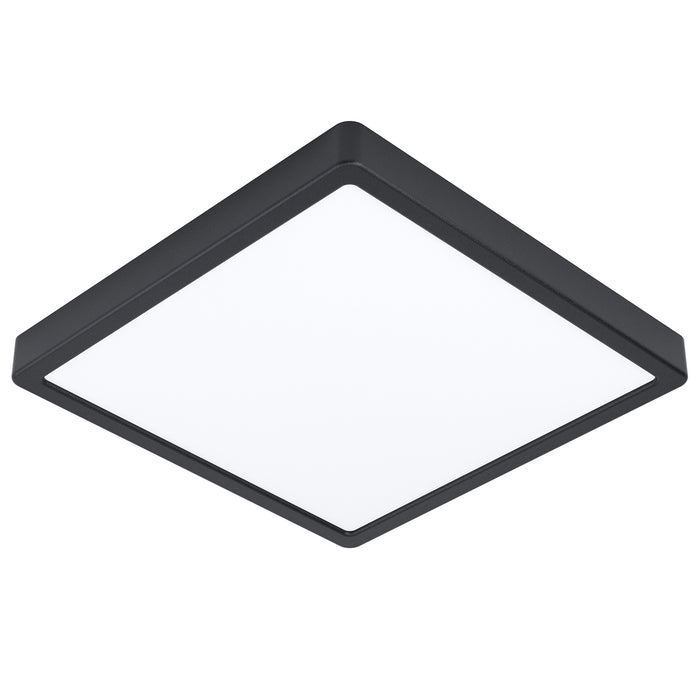 Plafoniera Quadrata Esterno Argolis 2 Acciaio Nero Policarbonato Bianco Led