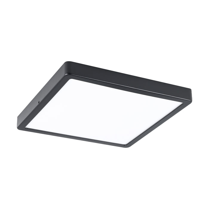 Plafoniera Quadrata Esterno Argolis 2 Acciaio Nero Policarbonato Bianco Led
