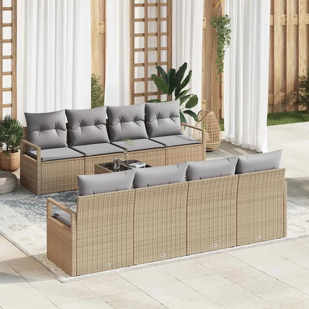Set Divano da Giardino 9 pcs Beige e grigio polyrattan 3354979
