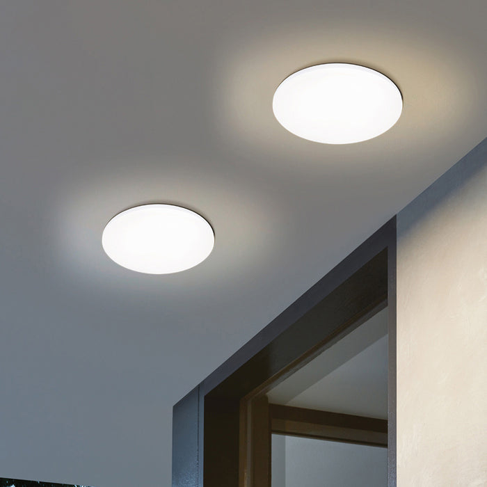 Plafoniera Esterno Contemporaneo Ronco Acciaio Bianco Policarbonato Led