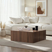 Nofaraka, Tavolino da Salotto Forma Rettangolare, 90x90x35h cm Marrone Noce