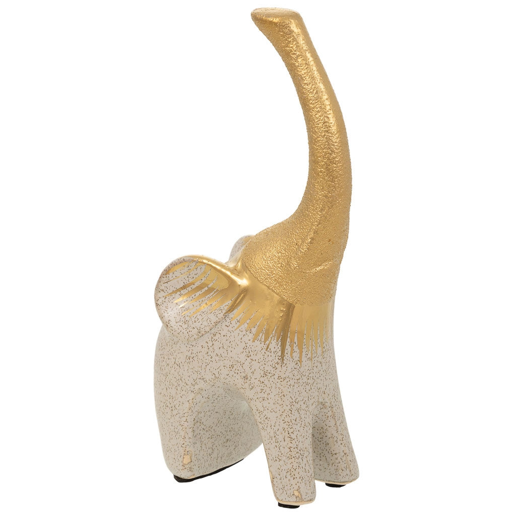 Decoro elefante in ceramica dorata 10x6,5x22h