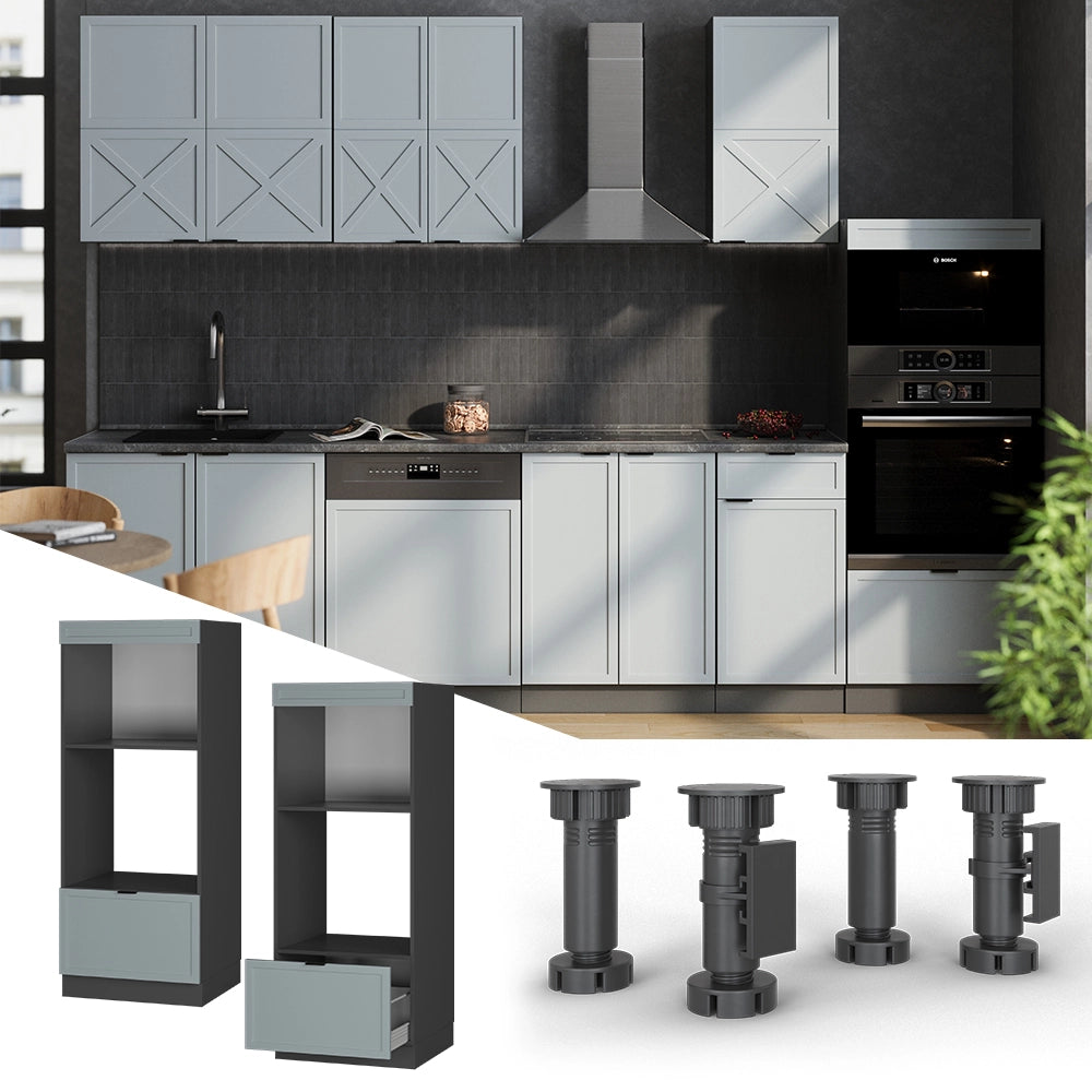 Vicco Set mobili bagno Blu-grigio chiaro 60 cm aperto