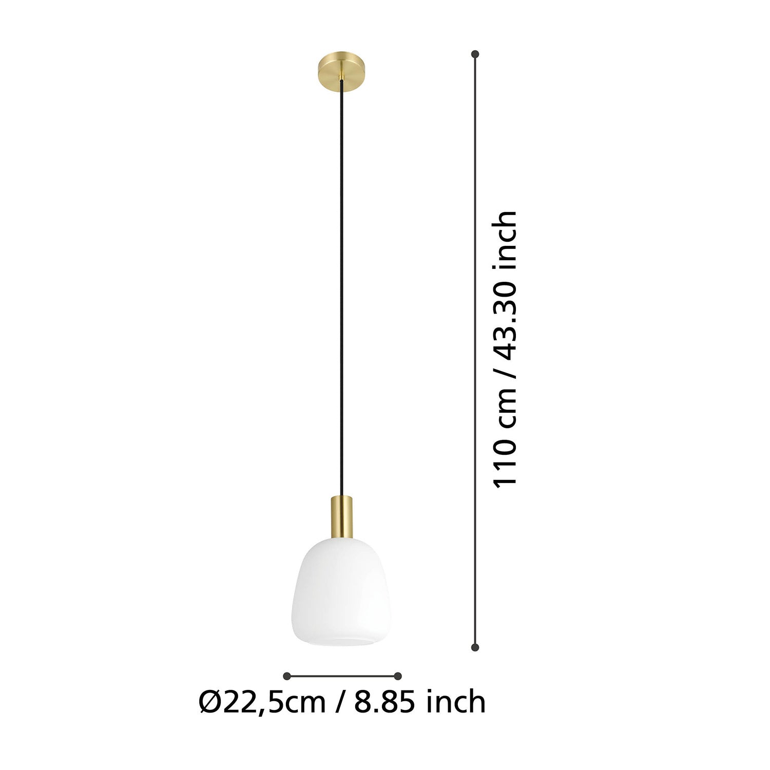 Sospensione Contemporanea Manzanares Acciaio Ottone Spazzolato Vetro 1 Luce E27