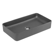 Lavabo da appoggio rettangolare 61x34 cm in ceramica grigio opaco
