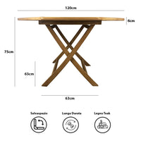 Tavolo Pieghevole Ottagonale da Esterno Octogon 120x120 cm in Teak