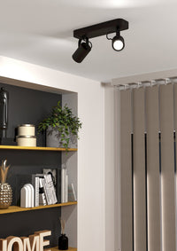 Spot Contemporaneo Sorego In Acciaio Nero 2 Luci Gu10 3W Ip20