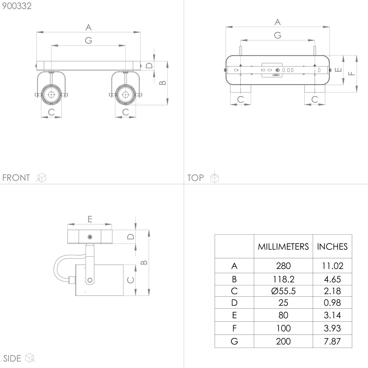 Spot Contemporaneo Sorego In Acciaio Nero 2 Luci Gu10 3W Ip20