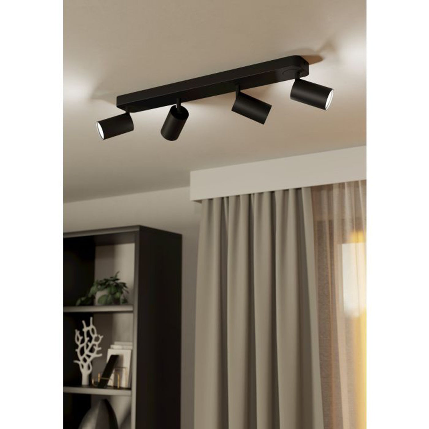 Spot Moderno Telimbela Z In Acciaio Nero 4 Luci Gu10 4,9W Ip20