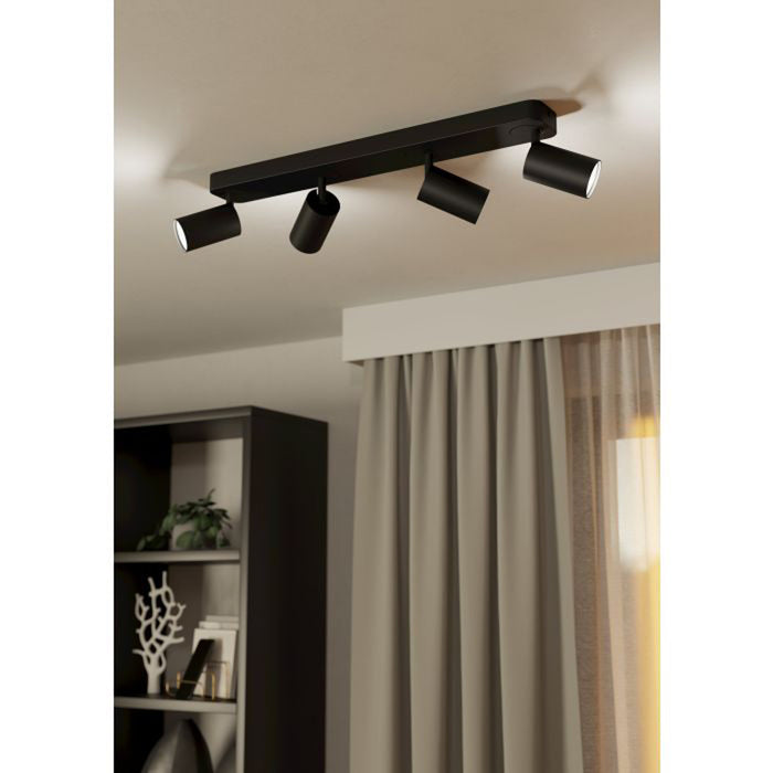 Spot Moderno Telimbela Z In Acciaio Nero 4 Luci Gu10 4,9W Ip20